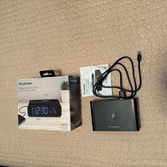 Lot of two (2) Brookstone Wireless Charging Digital Alarm Clocks - NIB, NWOB - Picture 1 of 12